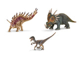 Schleich Dinosaurs Playset - Realistic Dinosaur Figures Set - Velociraptor Styracosaurus Kentrosaurus